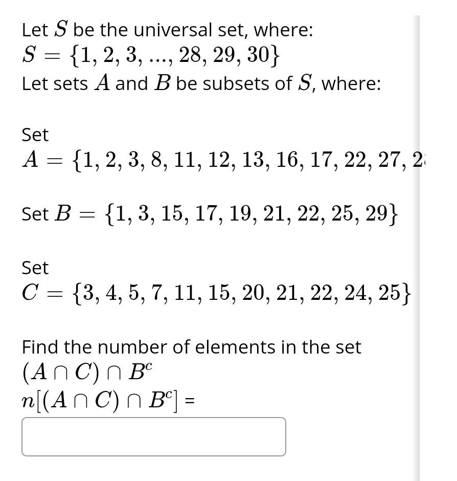 Let S Be The Universal Set Where Chegg Let S Be The Universal Set Where Chegg