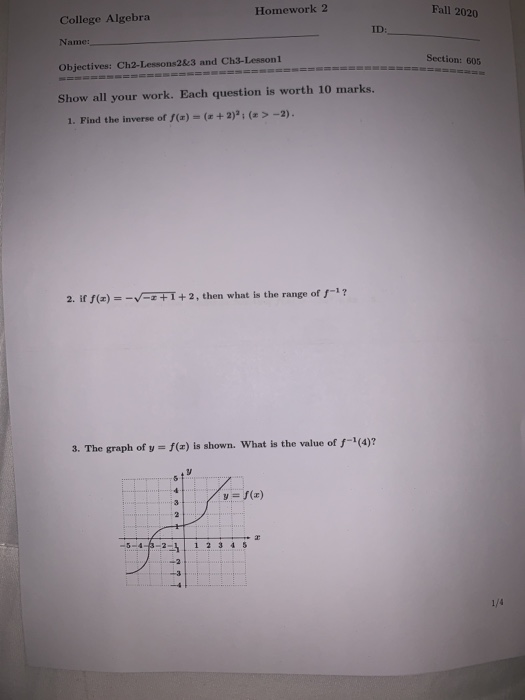 college algebra homework 2 2