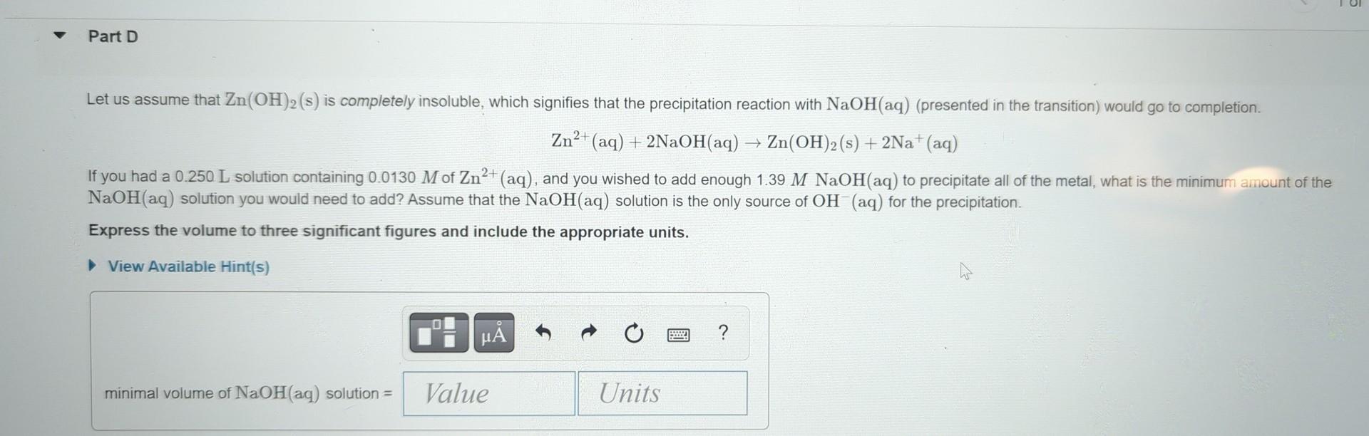 Solved Zn2+(aq)+2NaOH(aq)→Zn(OH)2( s)+2Na+(aq) If you had a | Chegg.com