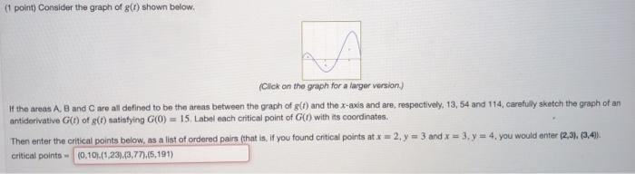Solved A 2 B (point) Consider the graph of g() shown | Chegg.com