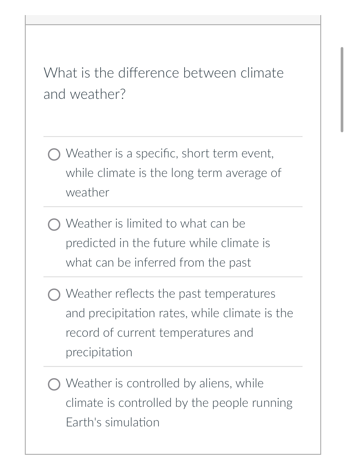 Solved What is the difference between climate and | Chegg.com