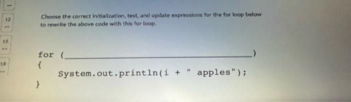 1 12 Choose the correct initialization, test, and | Chegg.com