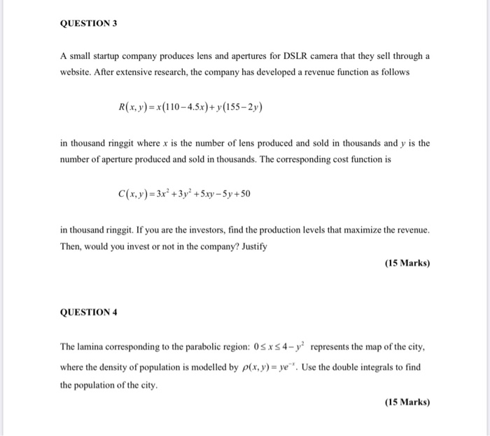 Solved QUESTION 3 A small startup company produces lens and | Chegg.com