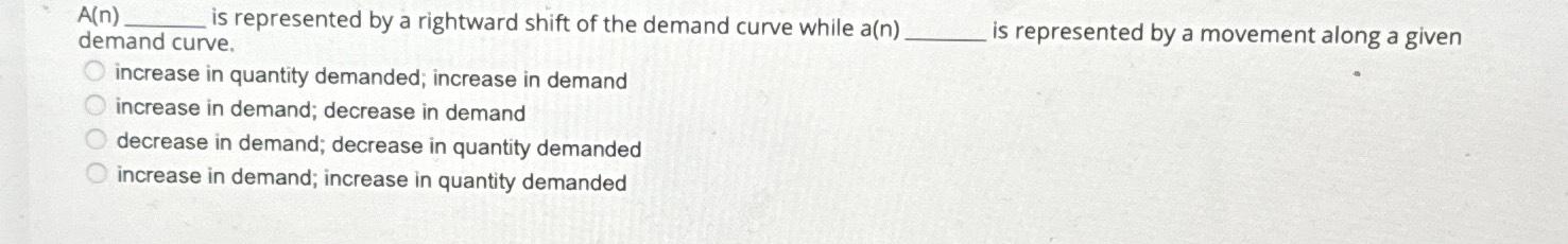 Solved A(n) ﻿is represented by a rightward shift of the | Chegg.com