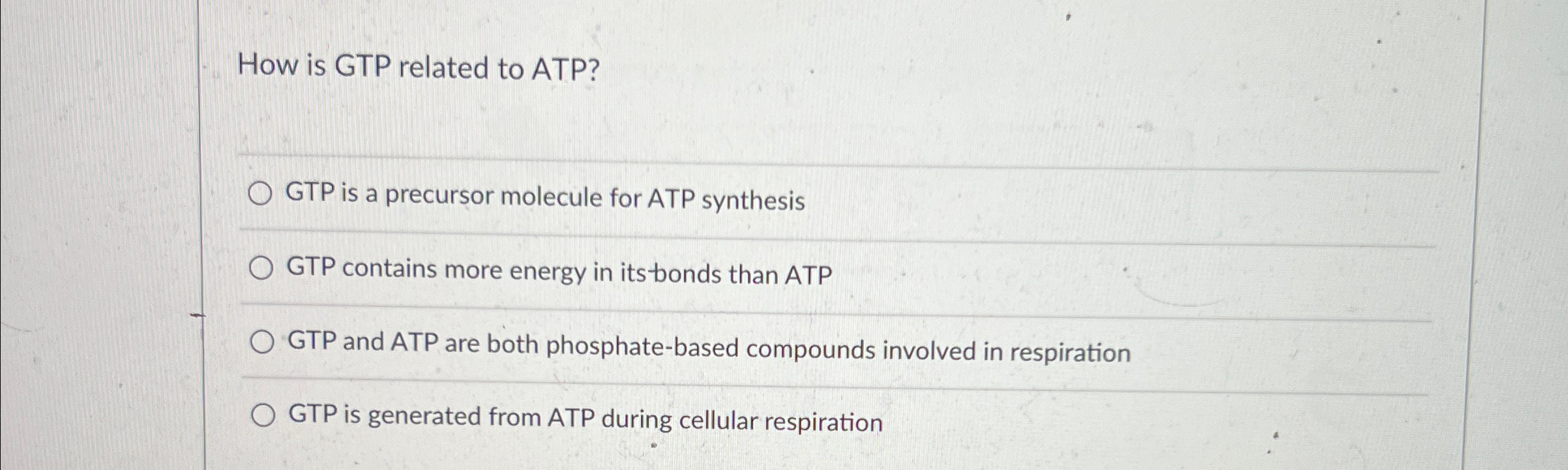 Solved How is GTP related to ATP?GTP is a precursor molecule | Chegg.com