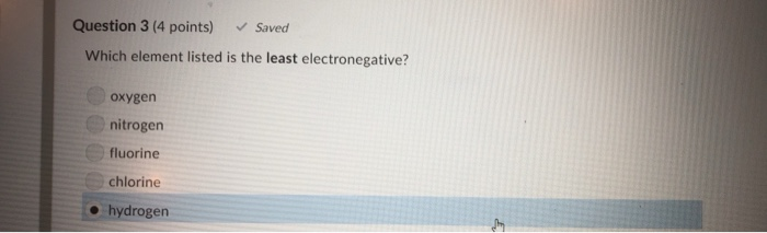 Solved Question 3 (4 points) Saved Which element listed is | Chegg.com