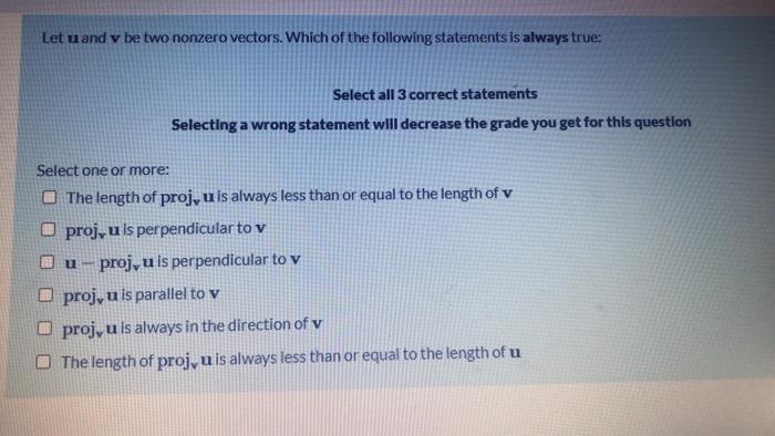 Solved Let u and v be two nonzero vectors. Which of the | Chegg.com