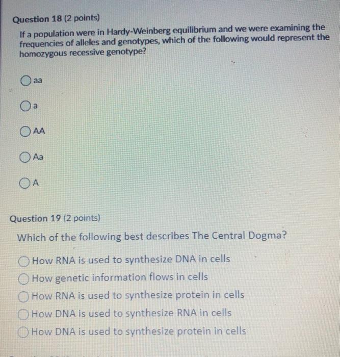 Solved Question 18 (2 points) If a population were in | Chegg.com