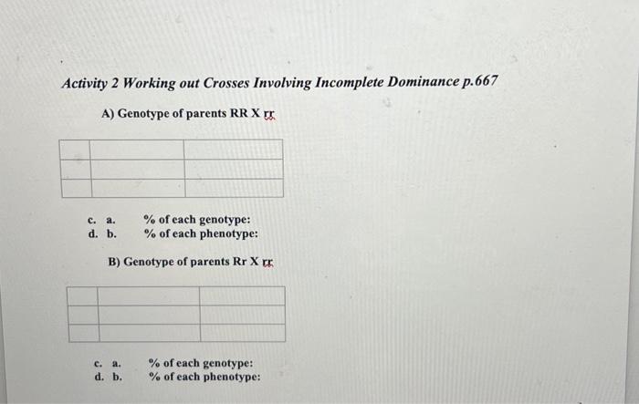 enrichment activity genetics problem solving crosses involving incomplete dominance