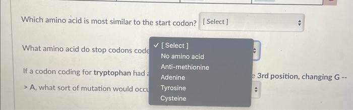 Solved Use the codon chart below to answer the following | Chegg.com