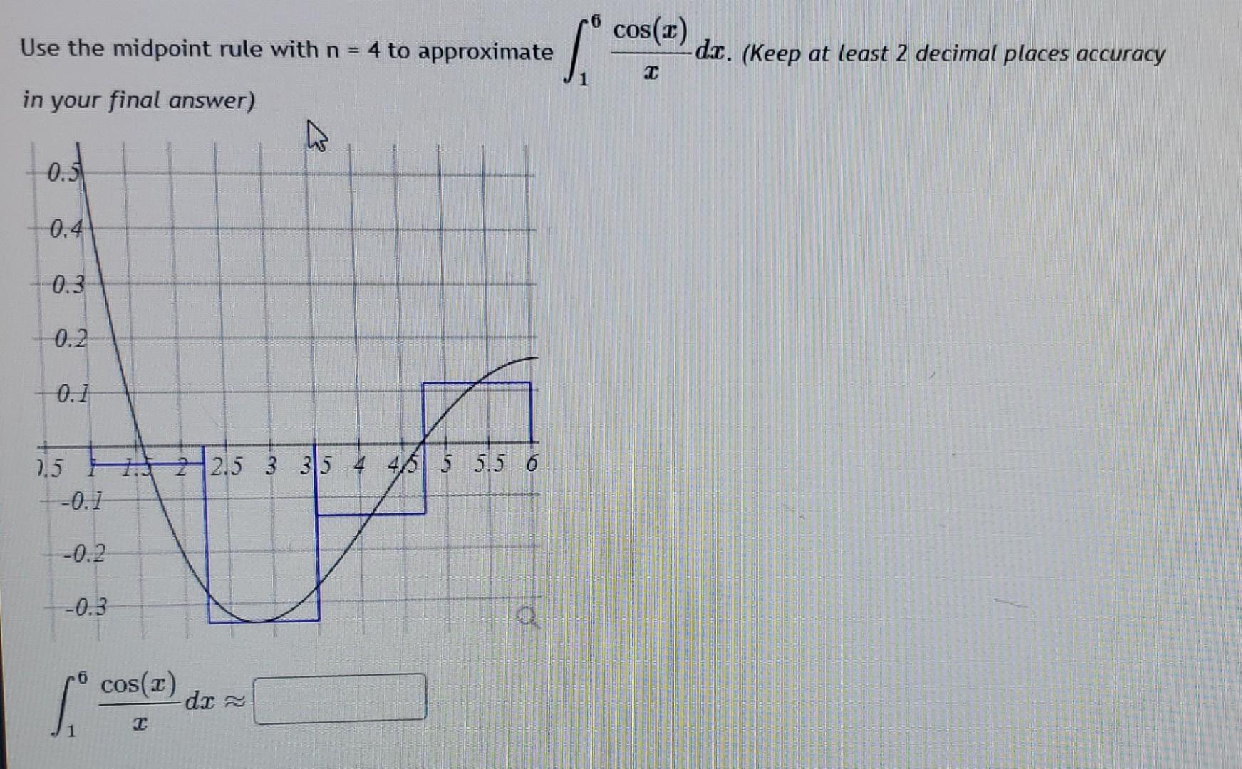 Solved Use the midpoint rule with n=4 to approximate | Chegg.com