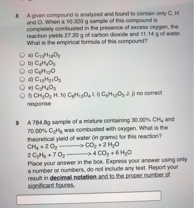 solved-8-a-given-compound-is-analyzed-and-found-to-contain-chegg