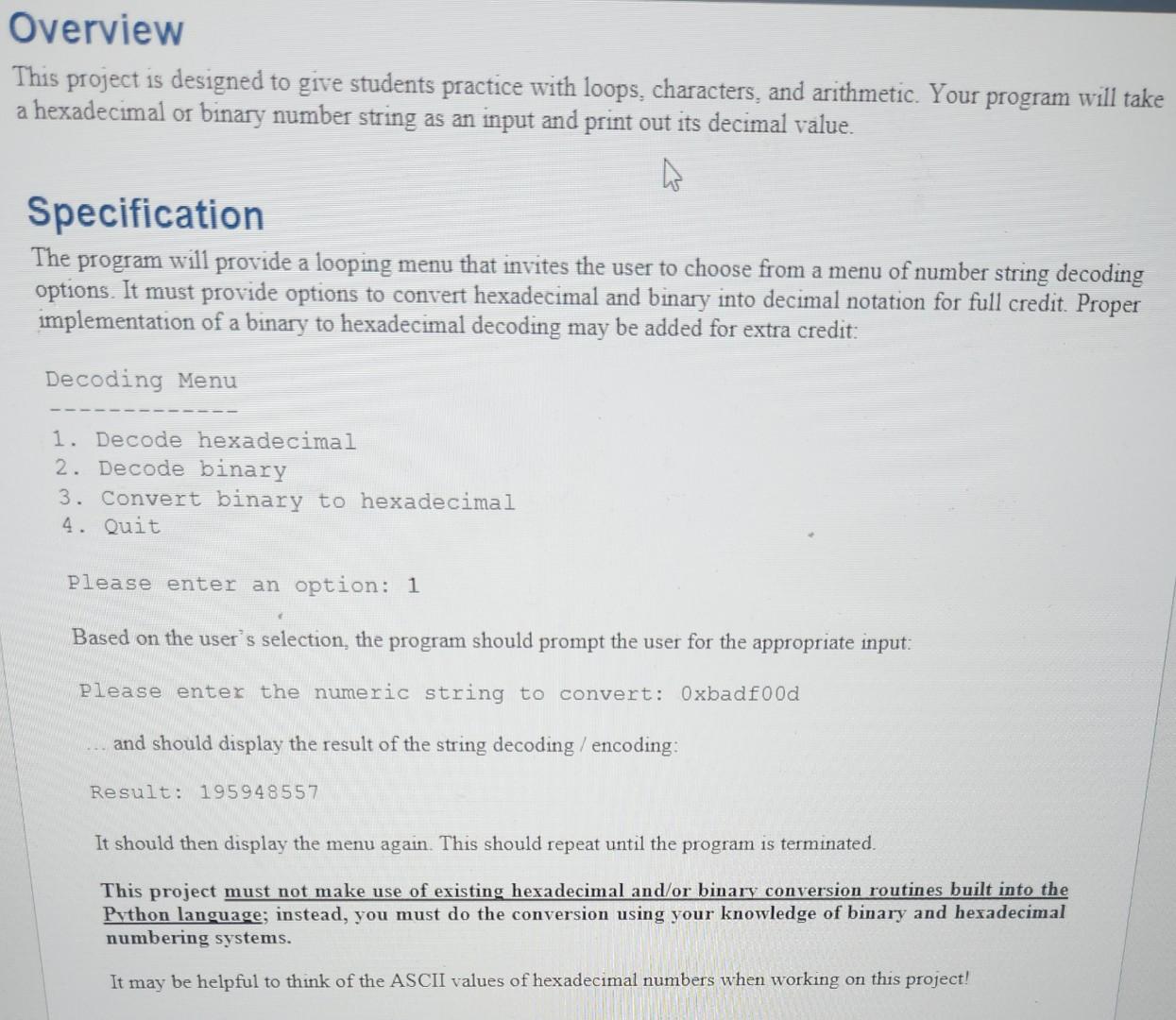 Solved overview This project is designed to give students | Chegg.com