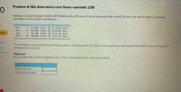 Solved Problem 6-18A Alternative cost flows-periodic LOS o | Chegg.com