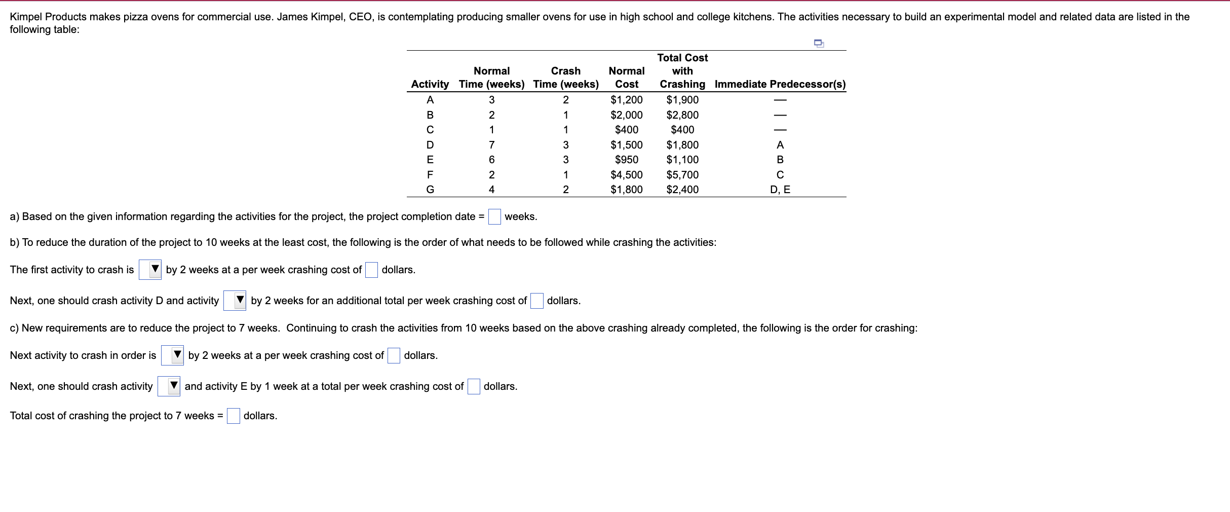 Solved following table:a) Based on the given information | Chegg.com