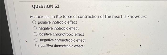 Solved An increase in the force of contraction of the heart | Chegg.com
