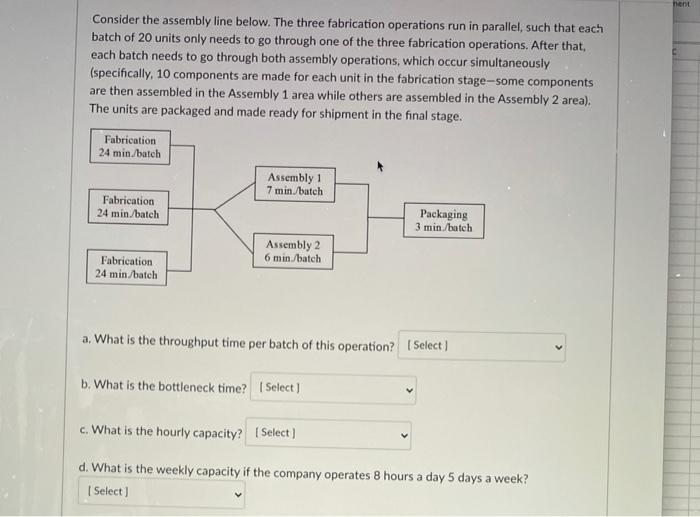 Solved nent Consider the assembly line below. The three | Chegg.com