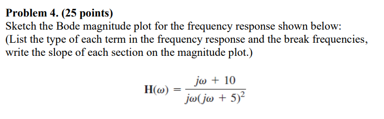 Solved Problem 4. (25 ﻿points)Sketch the Bode magnitude plot | Chegg.com