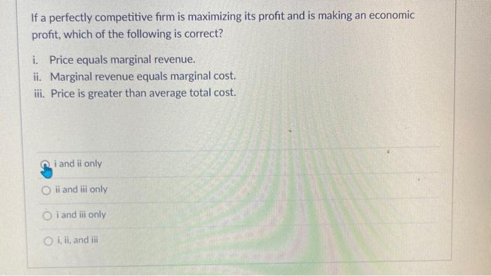 Solved If a perfectly competitive firm is maximizing its | Chegg.com