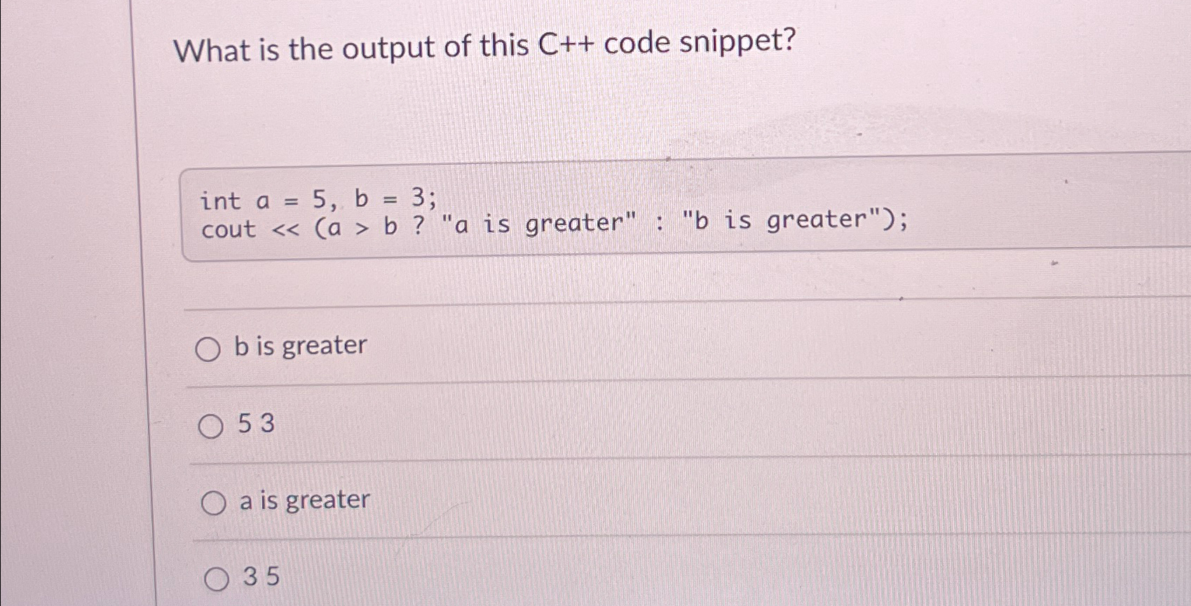 Solved What is the output of this C++ ﻿code snippet?int | Chegg.com