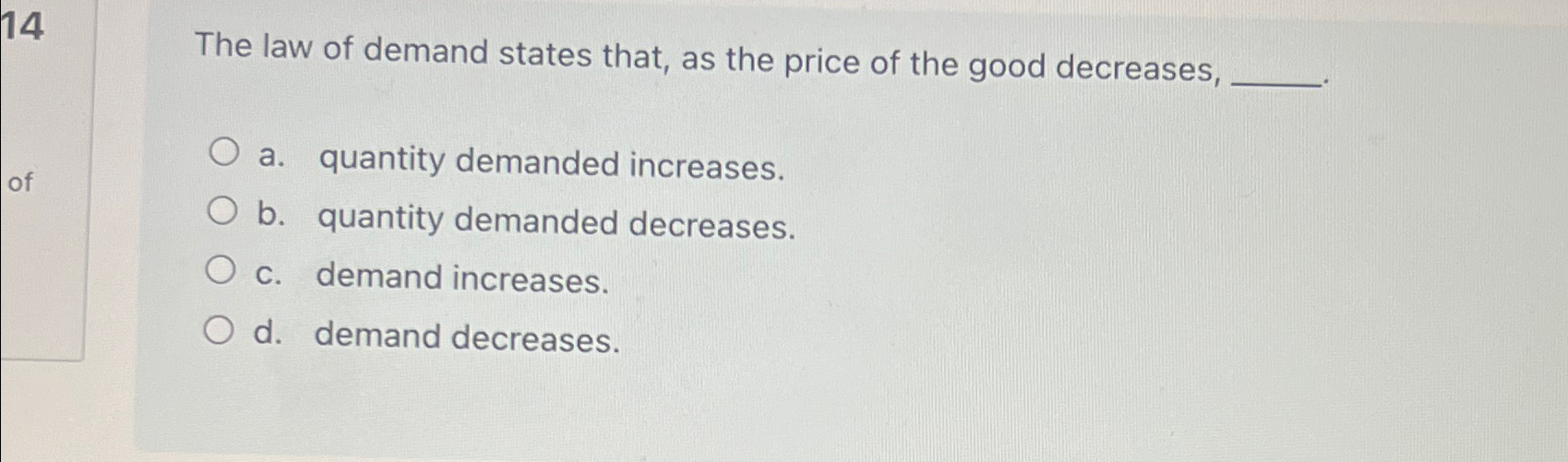 Solved The law of demand states that, as the price of the | Chegg.com