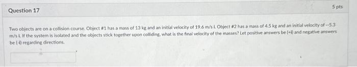Solved Two objects are on a collision course. Object al 1 | Chegg.com