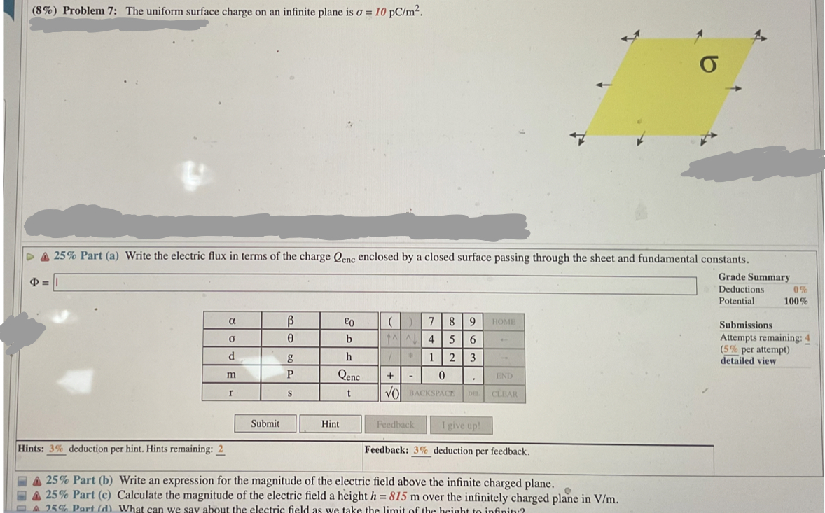 Solved The uniform surface charge on an infinite plane is | Chegg.com