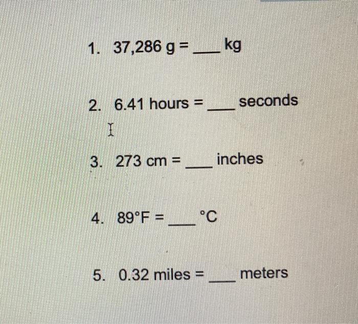 Solved Use the Conversion Chart to convert each given value