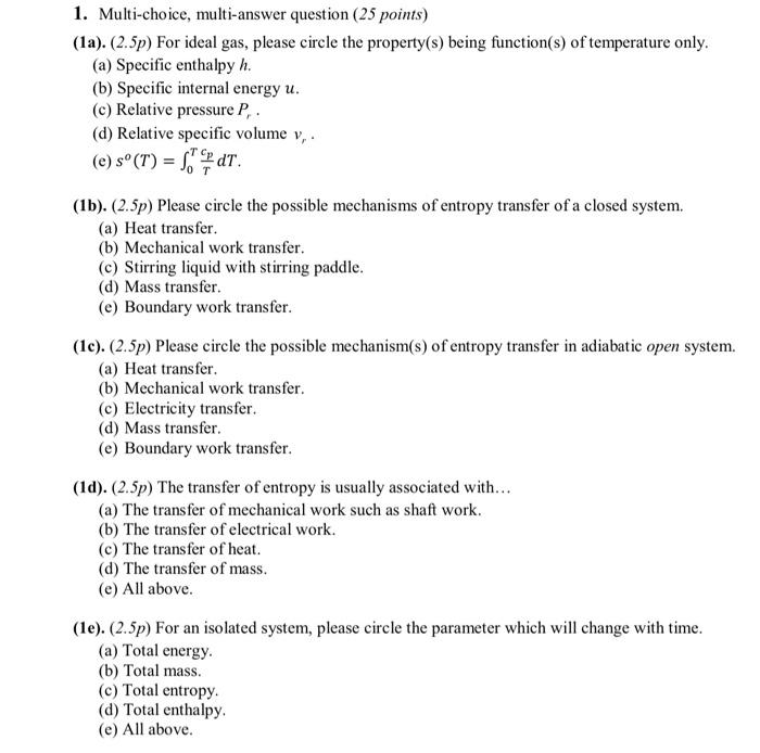 Solved 1 Multi Choice Multi Answer Question 25 Points Chegg Com