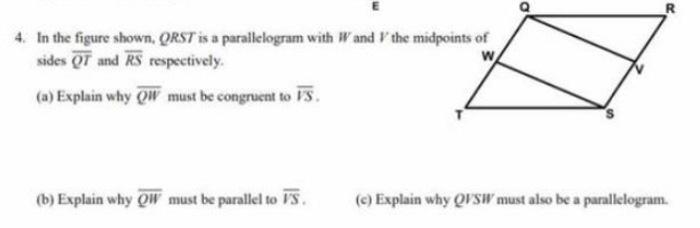 Solved 4. In the figure shown. QRST is a parallelogram with | Chegg.com