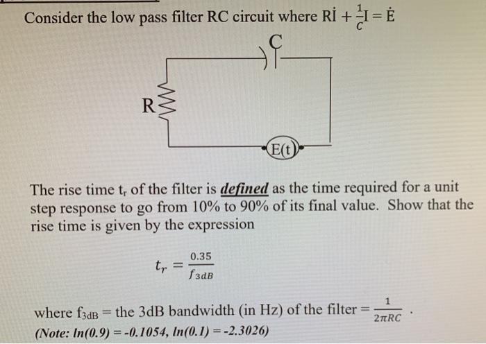 Solved Consider the low pass filter RC circuit where Ri + 1 | Chegg.com