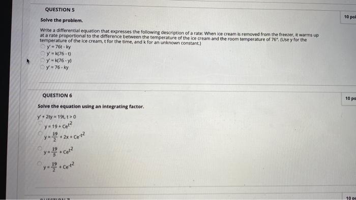 Solved QUESTION 1 Which of the following functions solves | Chegg.com