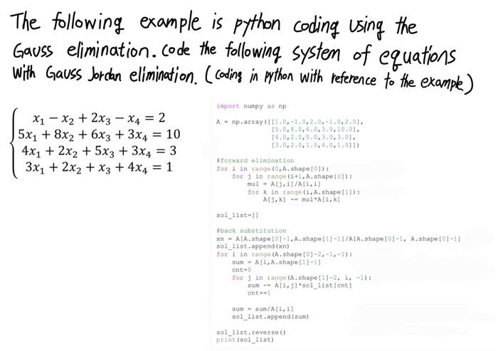 Solved The following example is python coding using the | Chegg.com