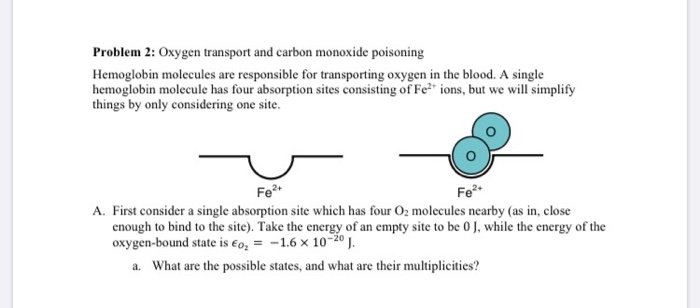 Problem 2: Oxygen transport and carbon monoxide | Chegg.com