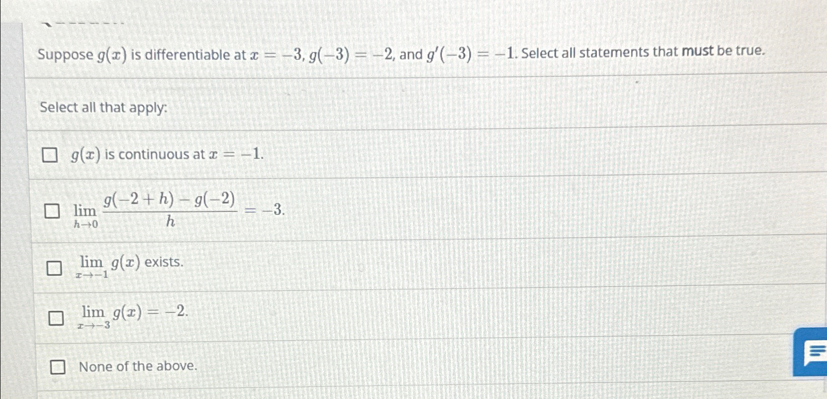 Solved Suppose G X Is Differentiable At X 3 G 3 2 And