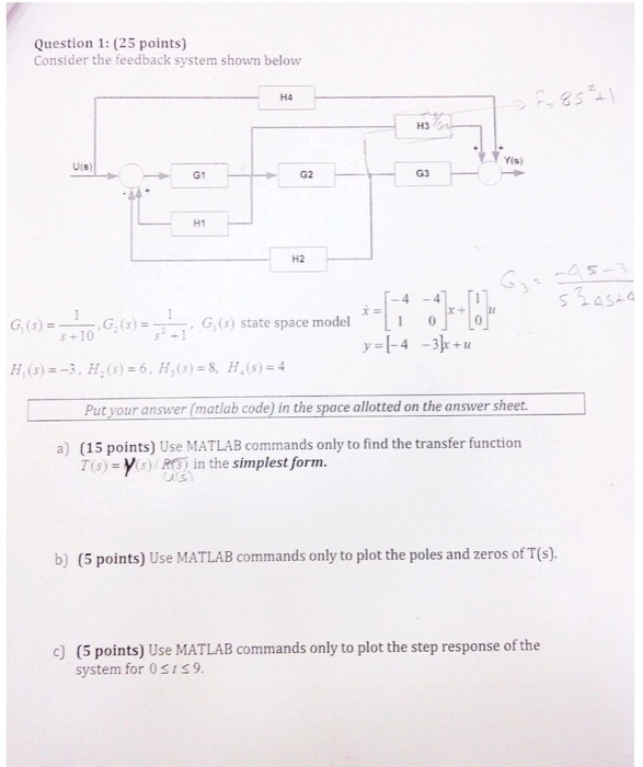 Solved Question 1: (25 points) Consider the feedback system | Chegg.com