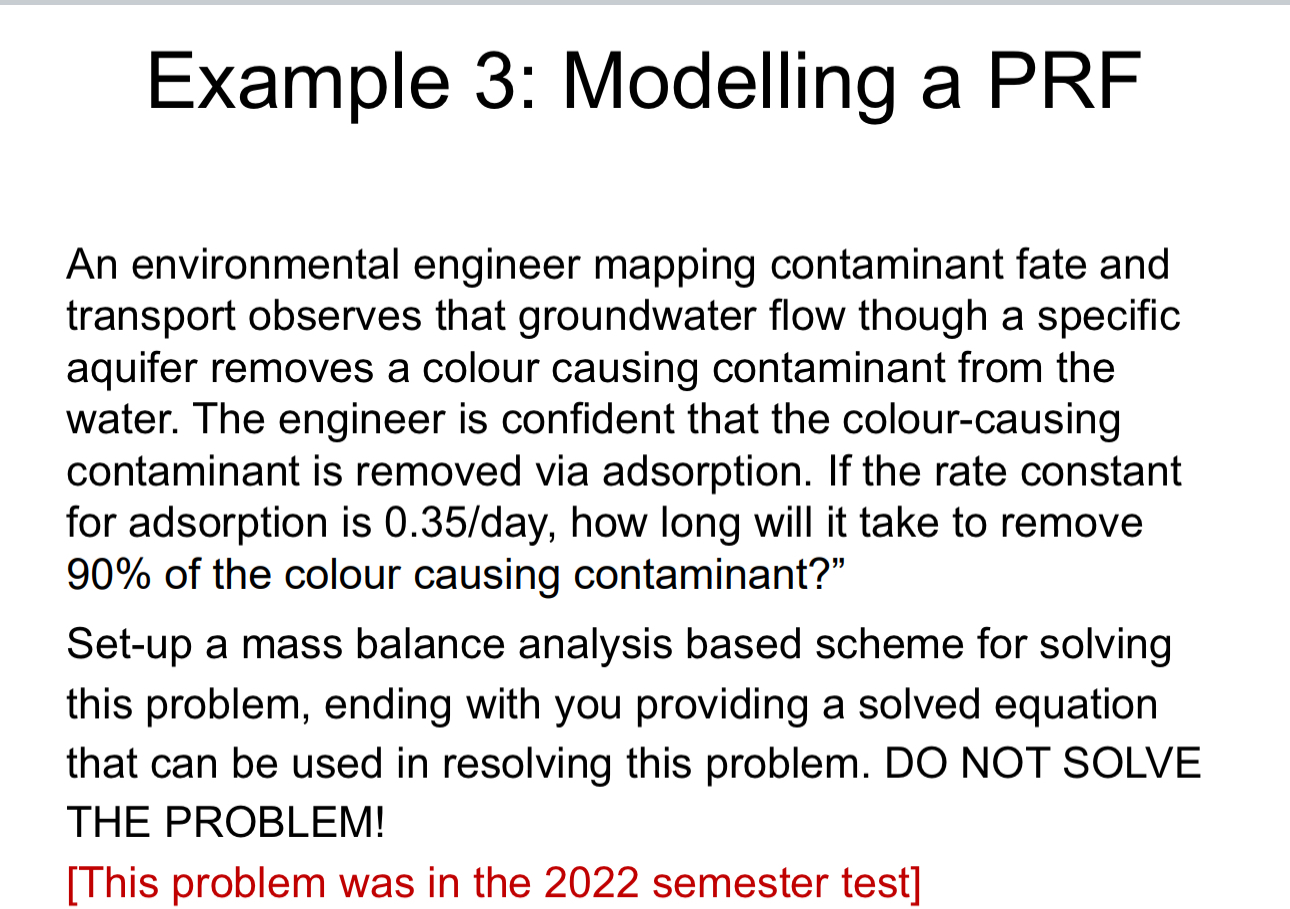 Example 3 Modelling a PRFAn environmental engineer