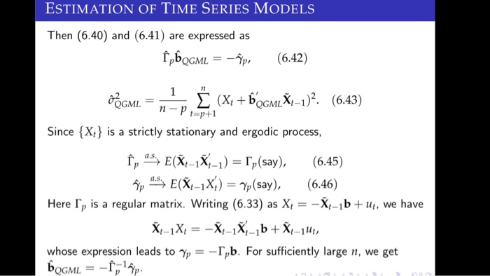 Estimation Of Time Series Models Let B B1 B Chegg Com