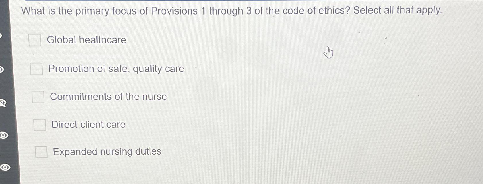 Solved What is the primary focus of Provisions 1 ﻿through 3 | Chegg.com