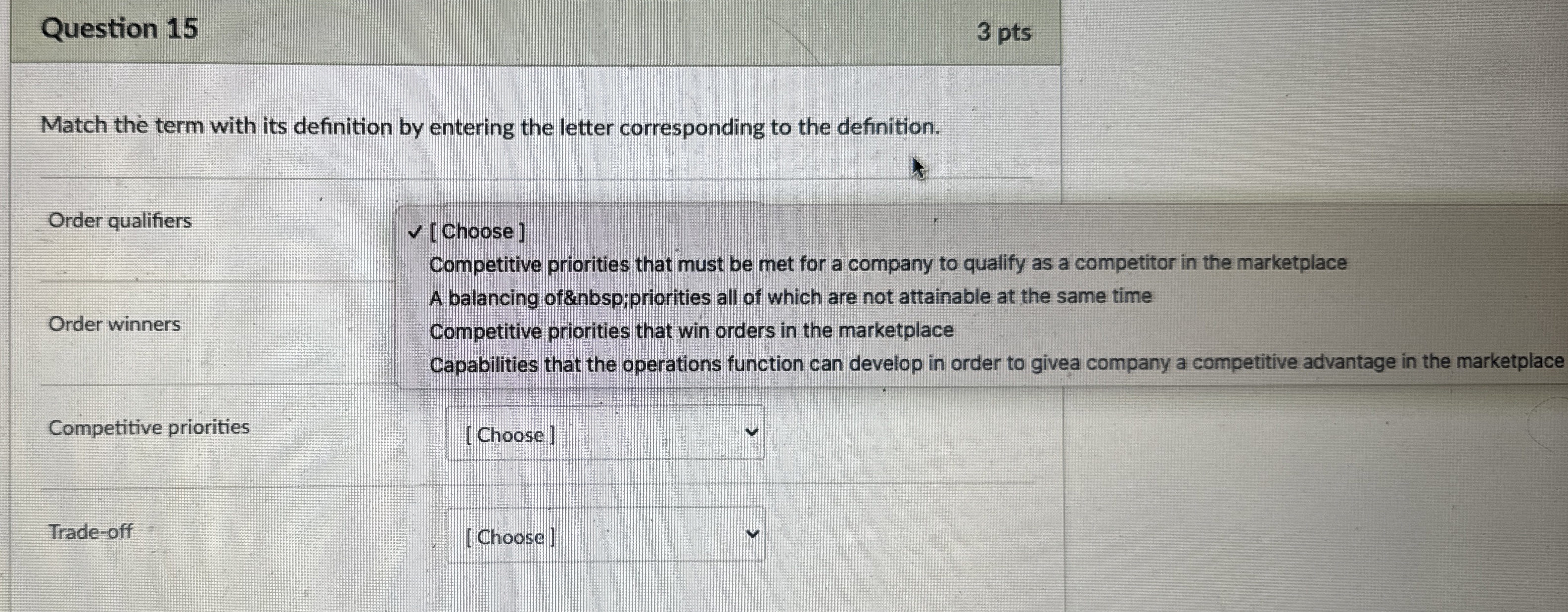 Solved Match the term with its definition by entering the | Chegg.com