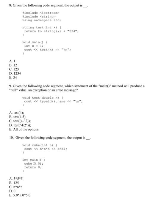 Solved 6. In the following code segment, what does the | Chegg.com