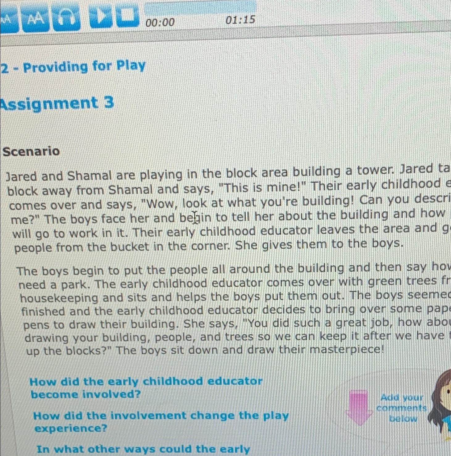 Solved 2 - ﻿Providing for PlayAssignment 3ScenarioJared and | Chegg.com