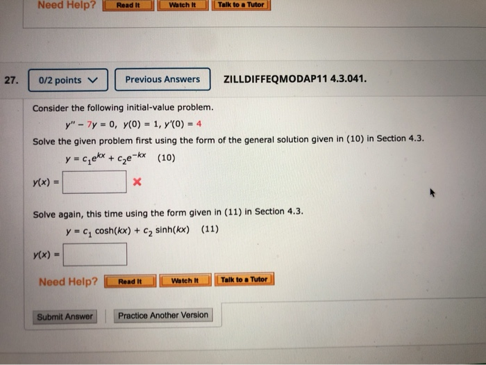 Solved Need Help? Read It Watch It Talk to a Tutor 27. 0/2 | Chegg.com