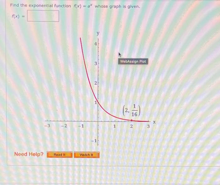 Solved Find the exponential function (x) = a* whose graph is | Chegg.com