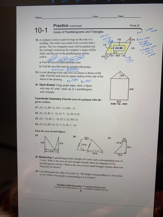 Solved Form G 10 1 Practice continued Areas Of Chegg