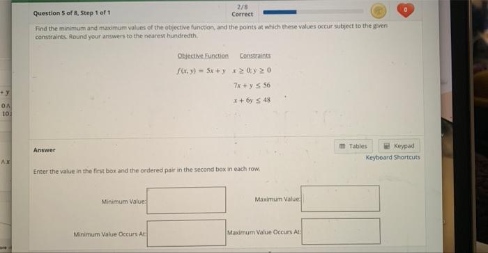 Solved 5 2/8 Question 5 of 8, Step 1 of 1 Correct Find the | Chegg.com