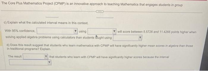 Solved The Core Plus Mathematics Project (CPMP) is an | Chegg.com