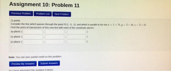 Solved Assignment 10: Problem 11 Previous Problem Problem | Chegg.com