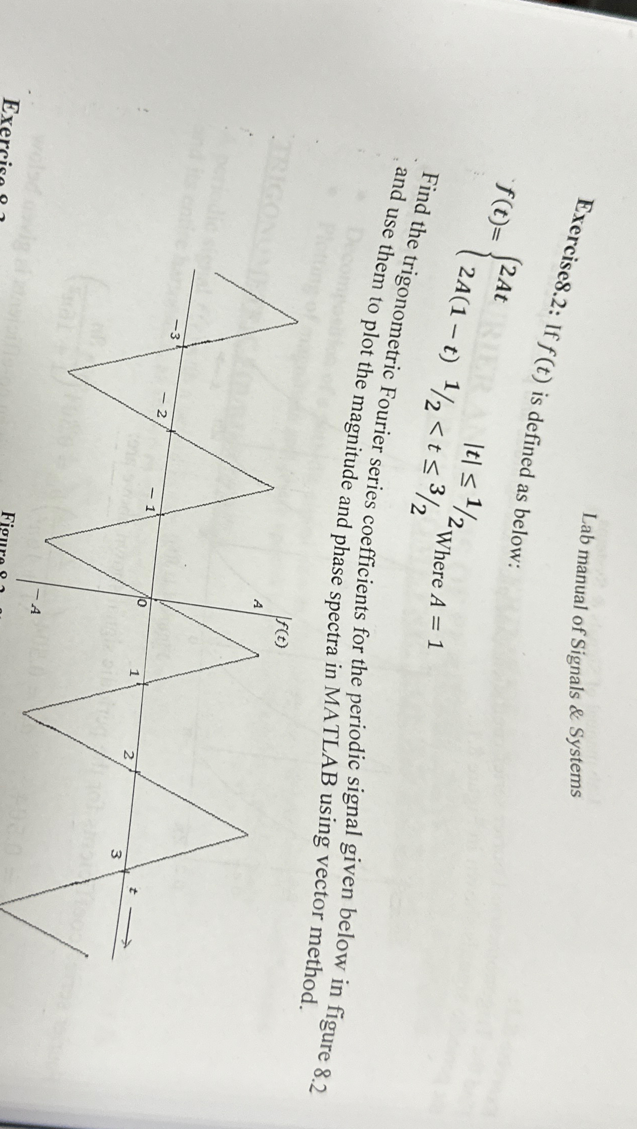 Lab manual of Signals & SystemsExercise8.2: If f(t) | Chegg.com