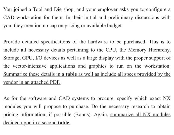 Solved You Joined A Tool And Die Shop And Your Employer Chegg